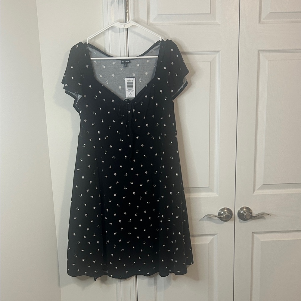 Torrid Black Dress with White Floral Accents